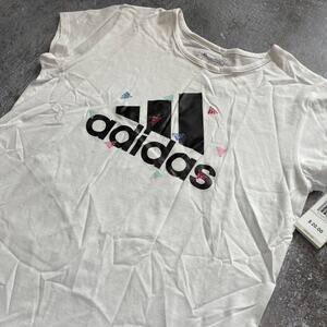 NWT White & Black Adidas Logo T Shirt! Girls XL Baby T Shirt. Spring Summer